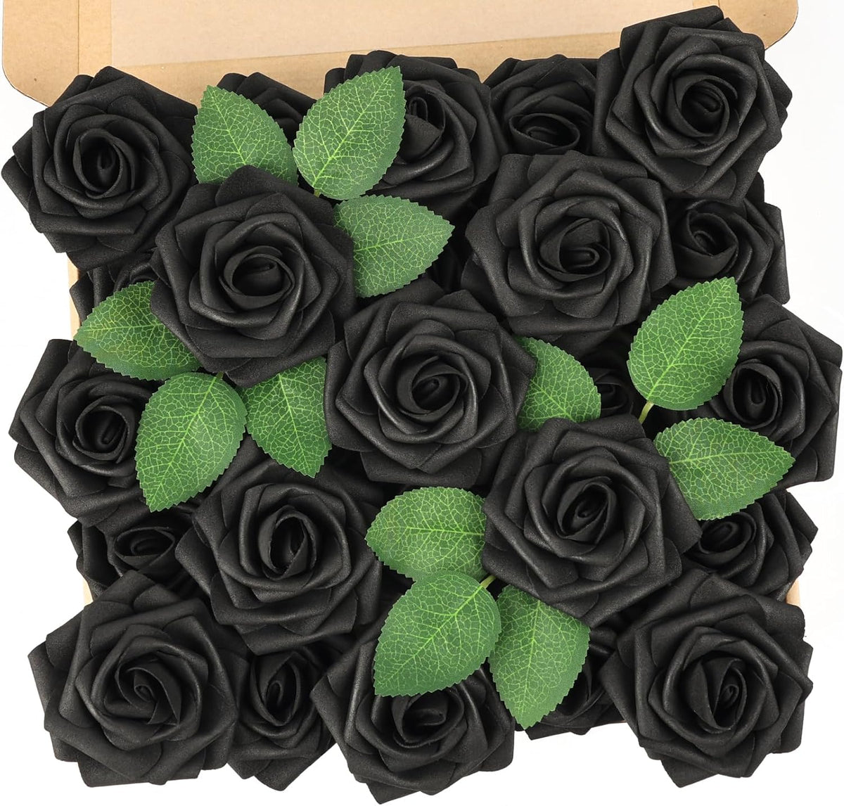 N&T NIETING Artificial Flowers Black Rose 25pcs Real Touch Flowers Perfect for for DIY Bouquets