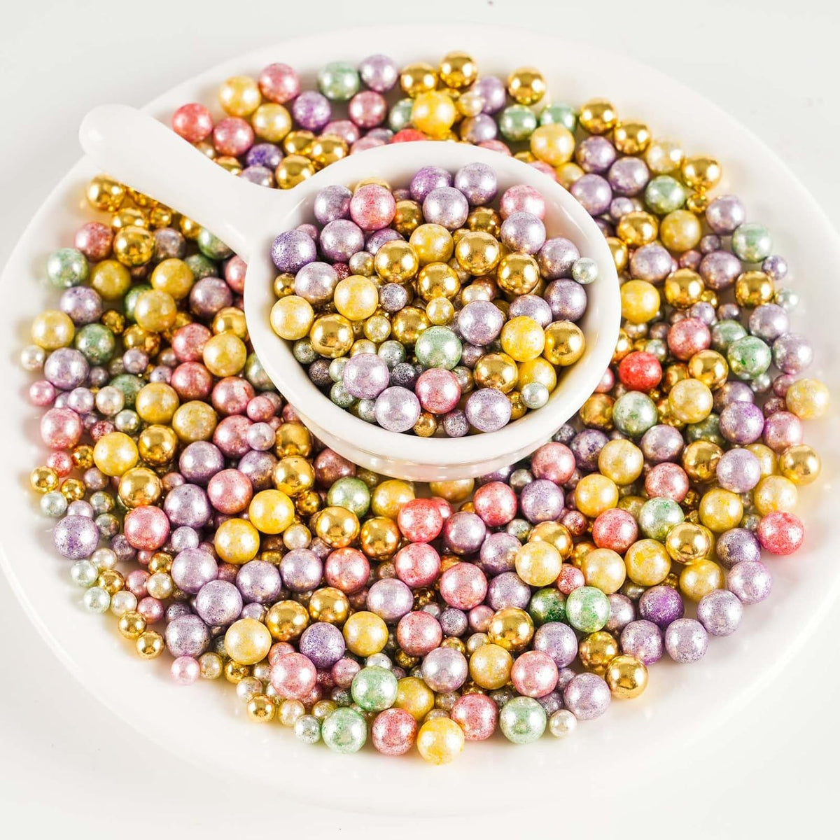 Kasvan Pastel Pearl Sugar sprinkles - Edible Candy Pearls 130g/4.58 Oz, Mix Size Cake Candy