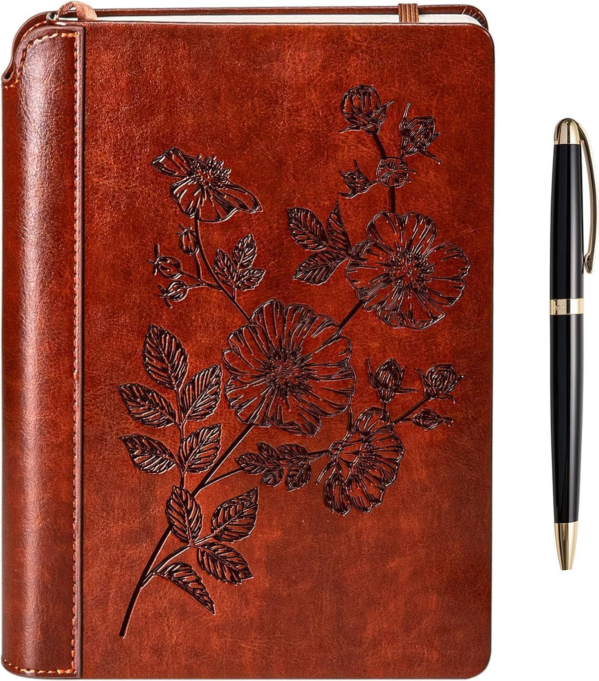 SETTINI® Lined Journal - Flower Journal for Writing Gift Set - Hardcover Vegan Leather, Unique Pen