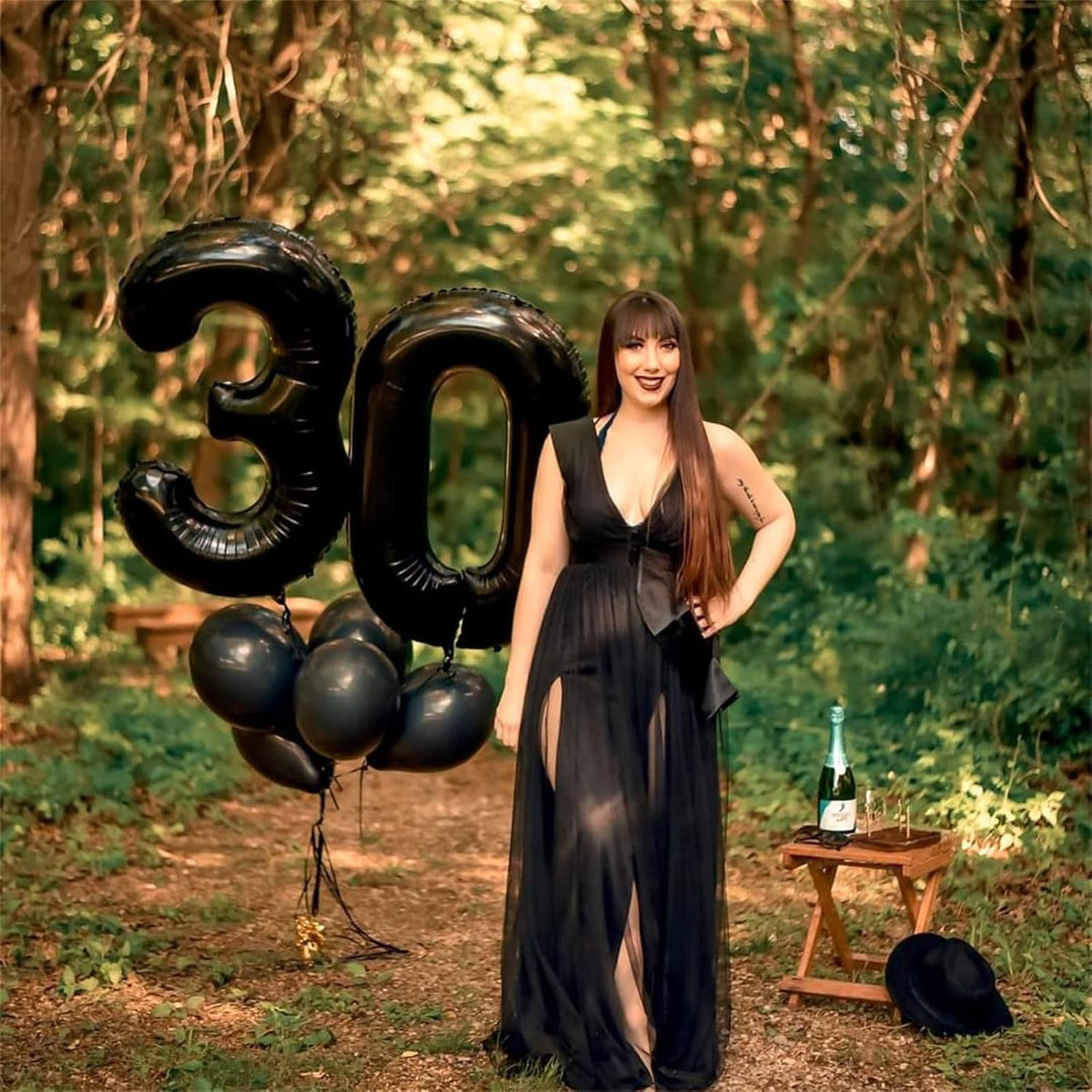 Black Balloon Number 6, 40 Inch Large Self Inflating Foil Number Balloons 0-9, Giant 6 Digital