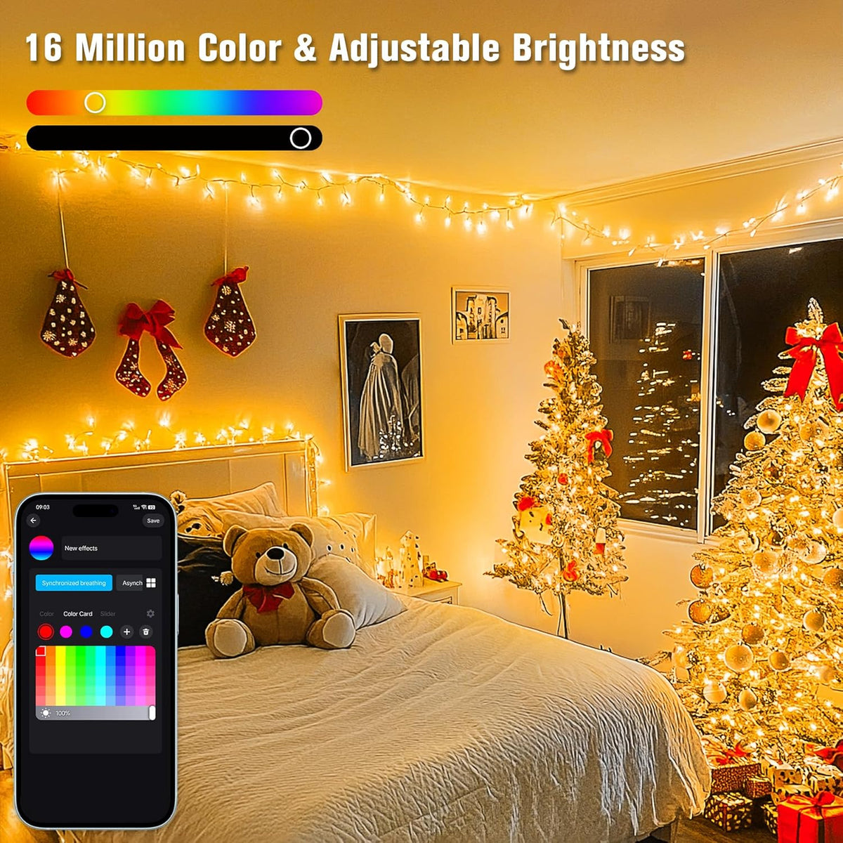 JMEXSUSS 800 LED RGB String Light Outdoor Indoor, Christmas Lights Outdoor Clear Wire Christmas