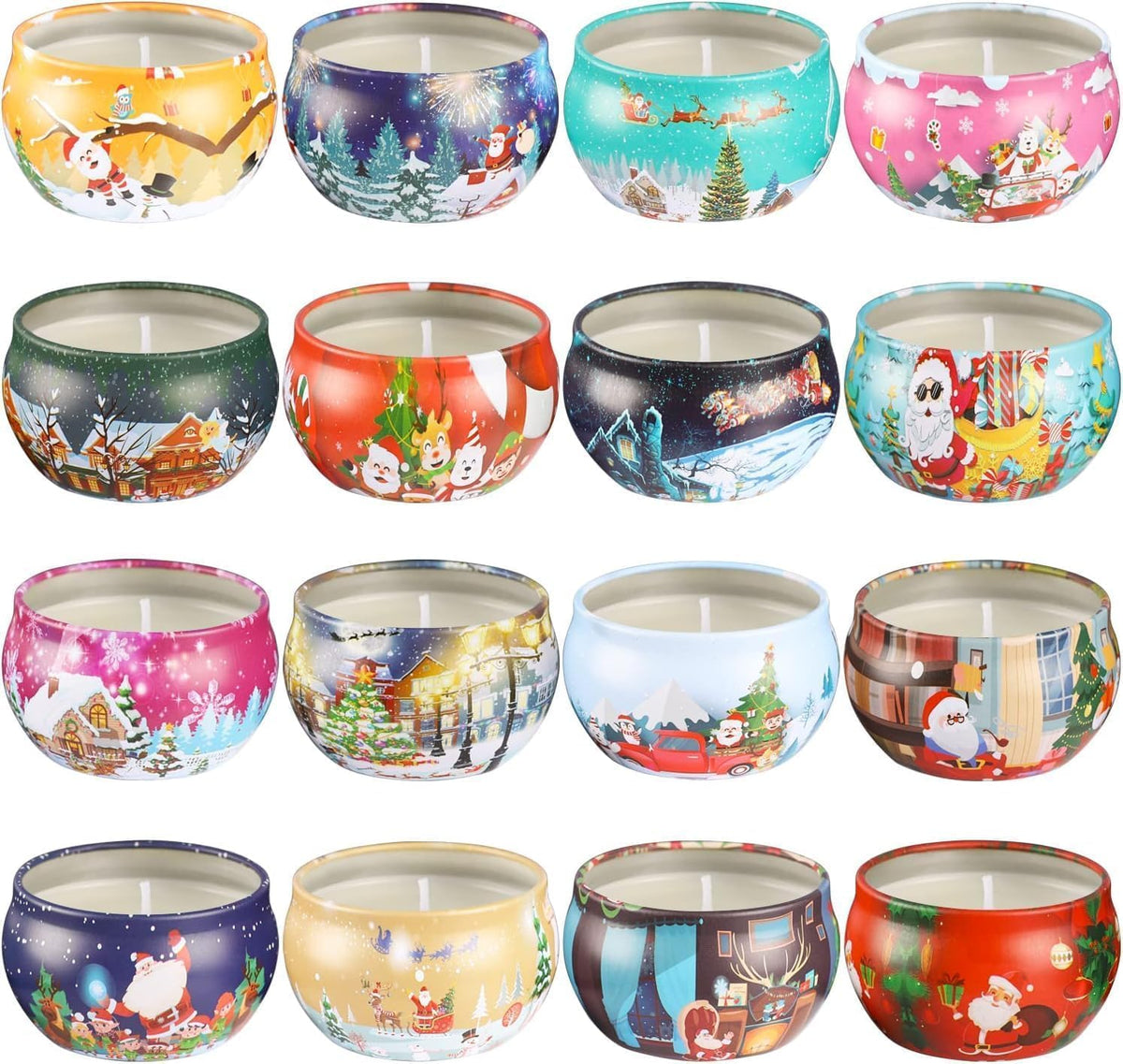 16 Pack Christmas Scented Candles Gift Set 2.5oz Strong Fragrance jar Candles Natural Soy Wax