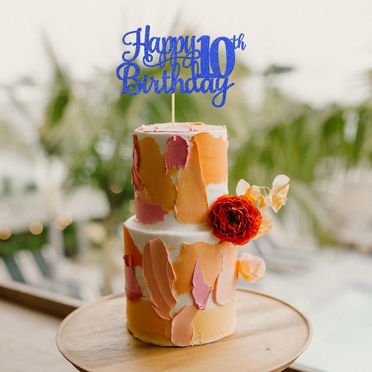 1 PCS Happy 10th Birthday Cake Topper Glitter Cheers to 10 Years Birthday Cake Pick 10 Fabulous