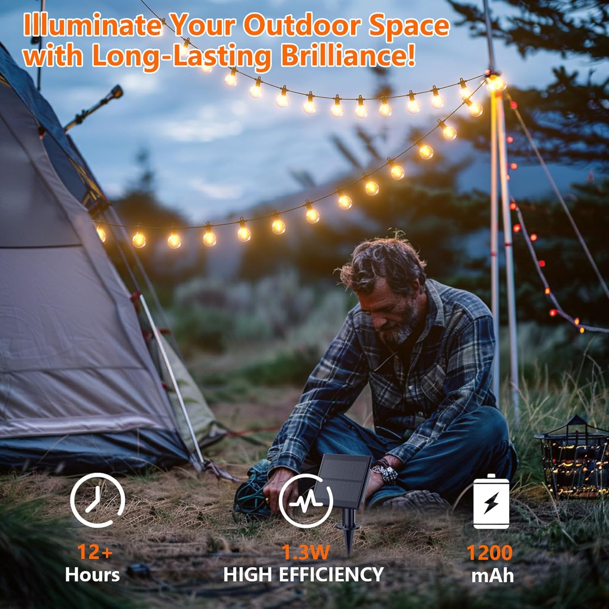 Kawaya Outdoor String Lights, LED Patio Light, Shatterproof Edison Globe Bulbs - IP65 Waterproof