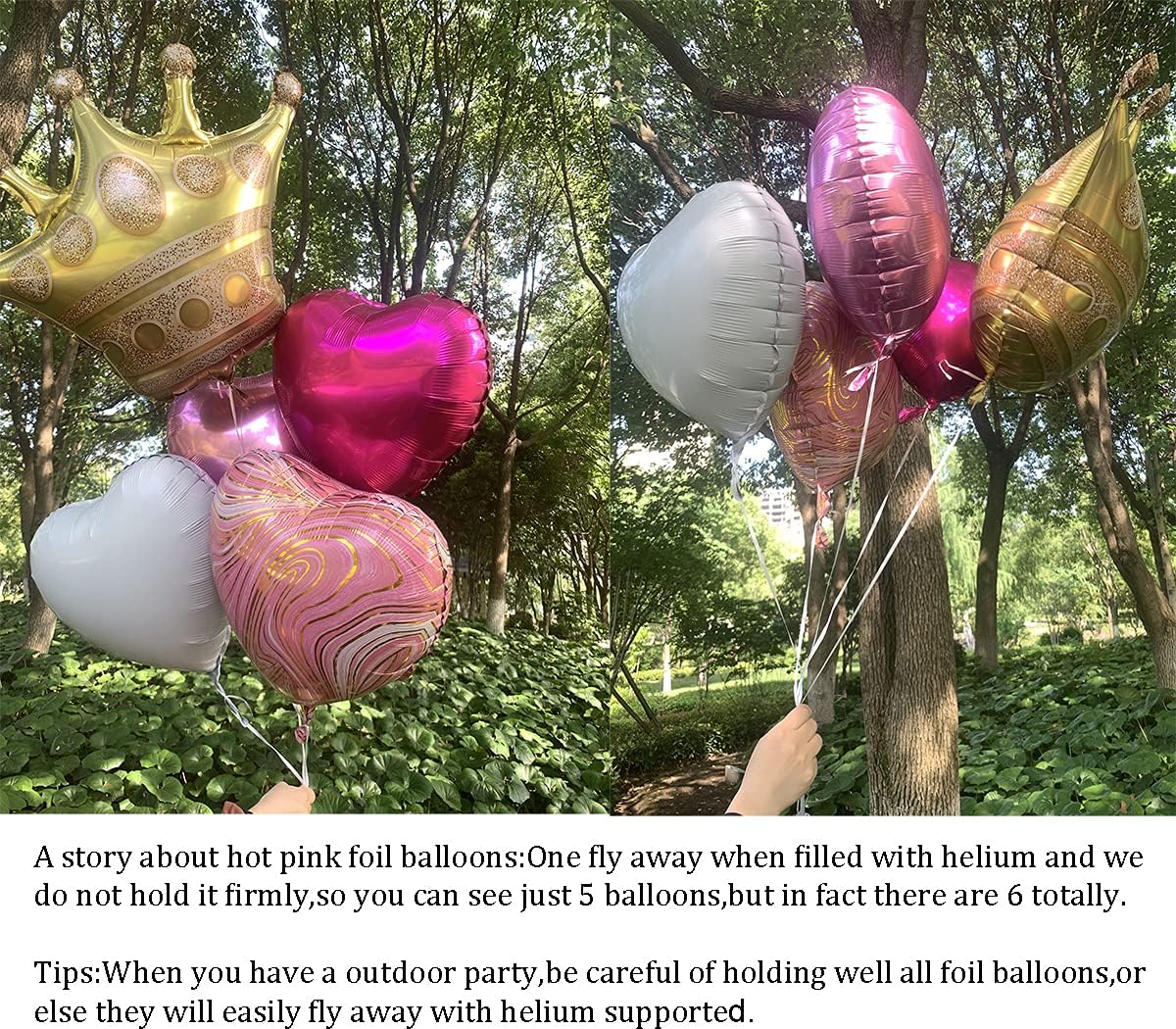 Pink Balloons Birthday Decorations，Gold Crown Princess Foil Balloons Set for Girls Women Party