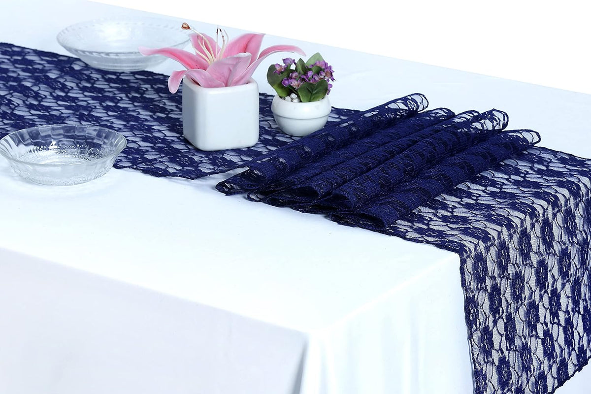MDS Pack of 15 Wedding 12 x 108 inches Lace Table Runner for Wedding, Decorations for Birthday