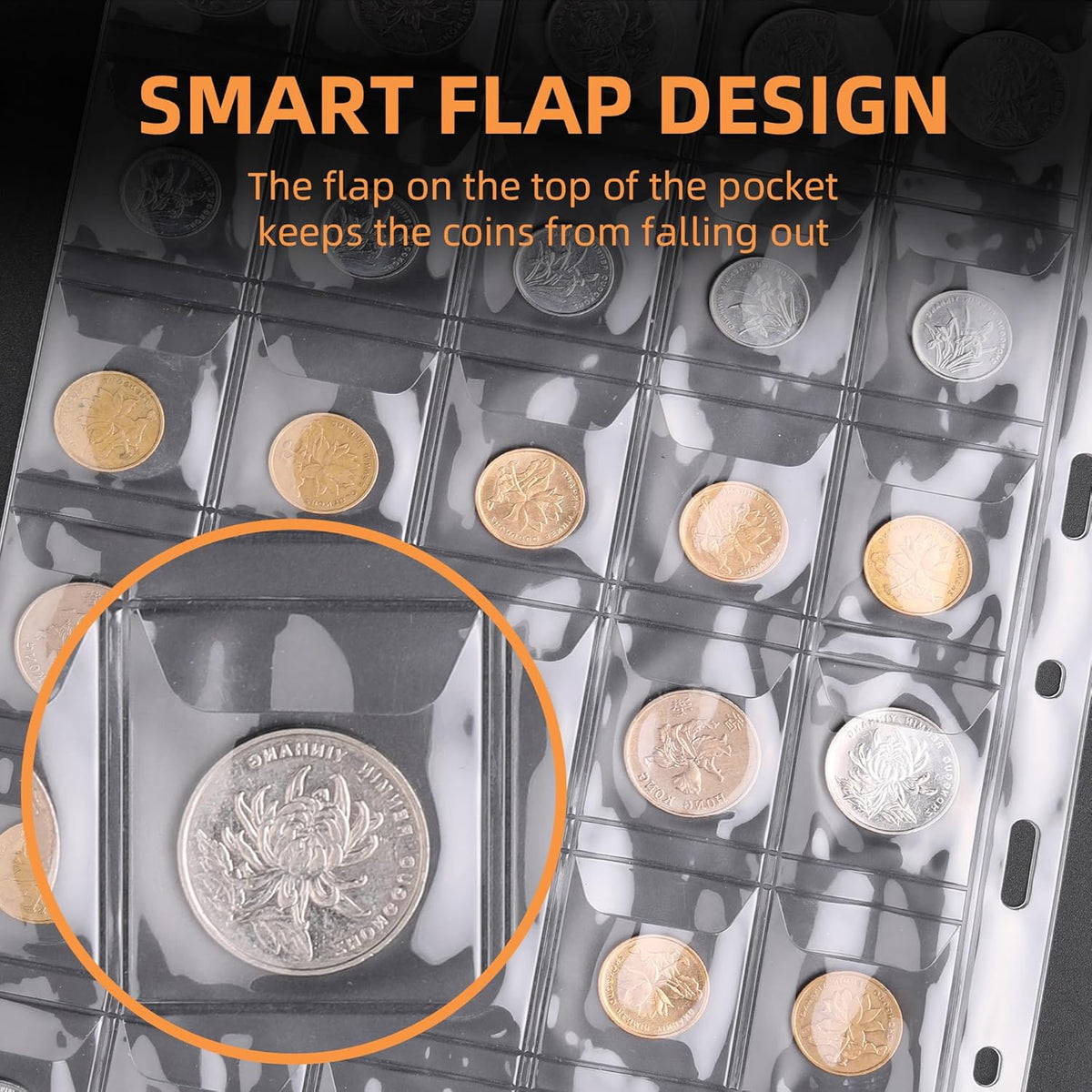 Coin Collection Book Holder for Collectors, 300 Pockets Fireproof Coins Collecting Album & 36