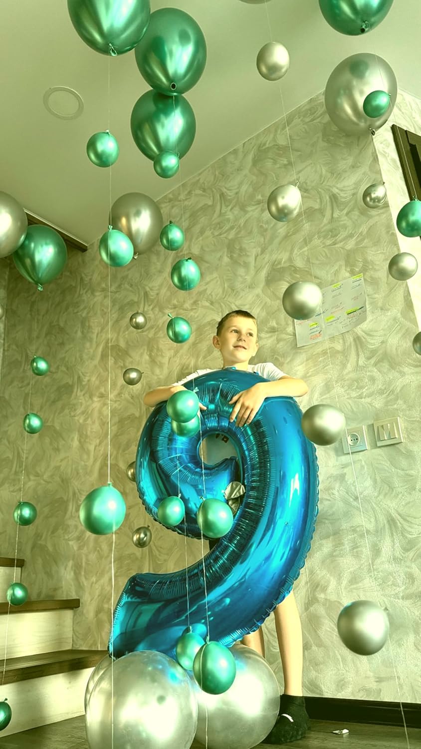 40 Inch Big Blue 9 Balloon Number, Jumbo Giant Happy 9th 19 29 39 49 99 Birthday Party