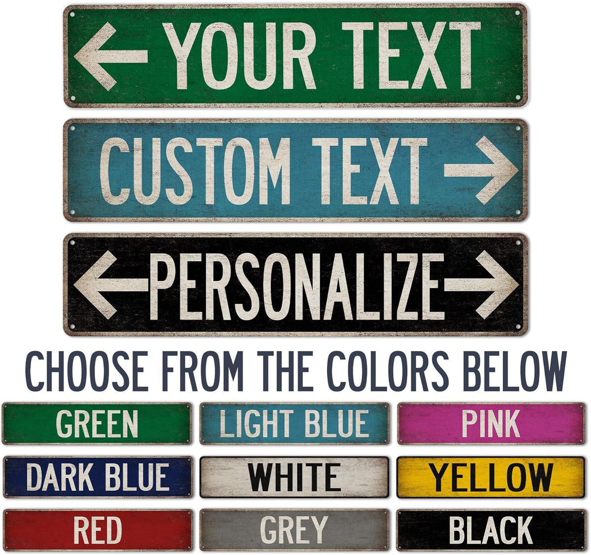 Custom Vintage Street Sign Personalized Directional Signs - Made In USA - Custom Text Personalized