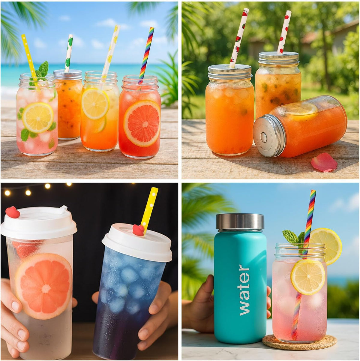 HAKACC Paper Straws for Drinking, 200PCS Party Straws for Birthday Wedding and Holiday DIY