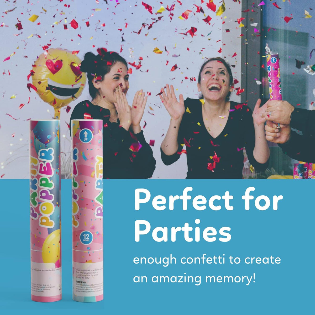 Confetti Poppers Confetti Cannon | 2 Pack | Glitter Multicolor | Party Poppers for Graduation