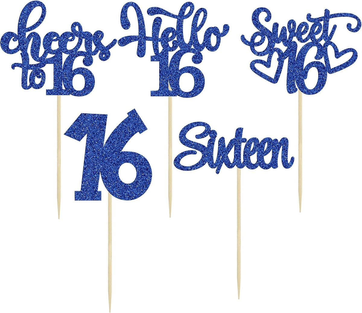 30pcs 16th Birthday Cupcake Toppers - Sixteen Happy 16th Cupcake Picks - Cheers to Sweet 16 Cake
