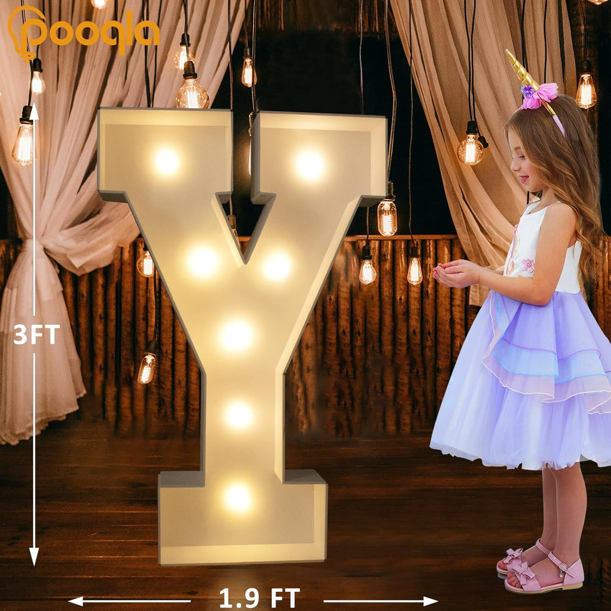 Pooqla 3FT Marquee Light Up Letters, Cool White and Warm White LED Big Mosaic Marquee Letters 3