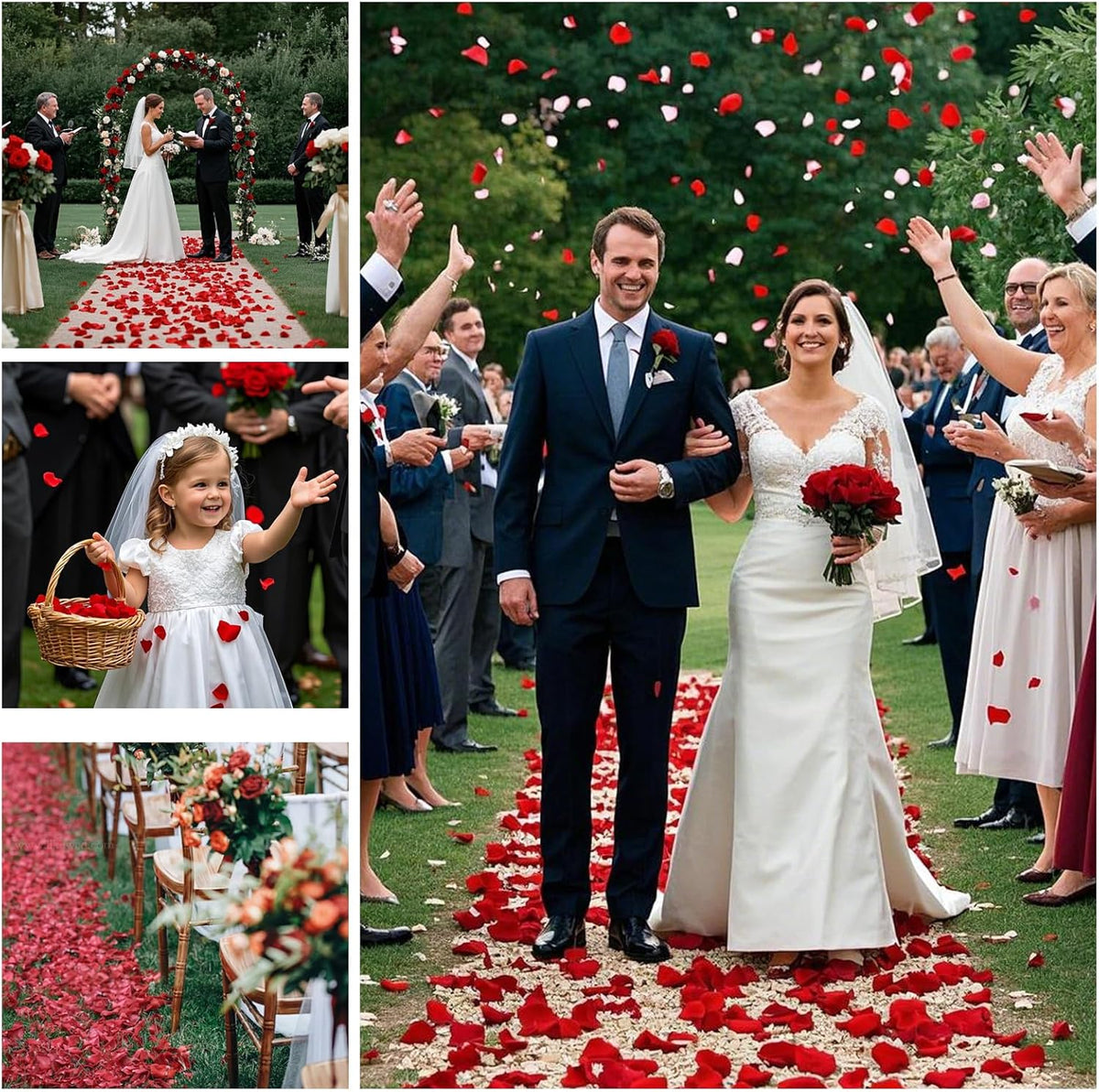 340 PCS Real Red Rose Petals, 3.17oz Dried Flower Confetti Petals for Wedding Flower Girl to Throw