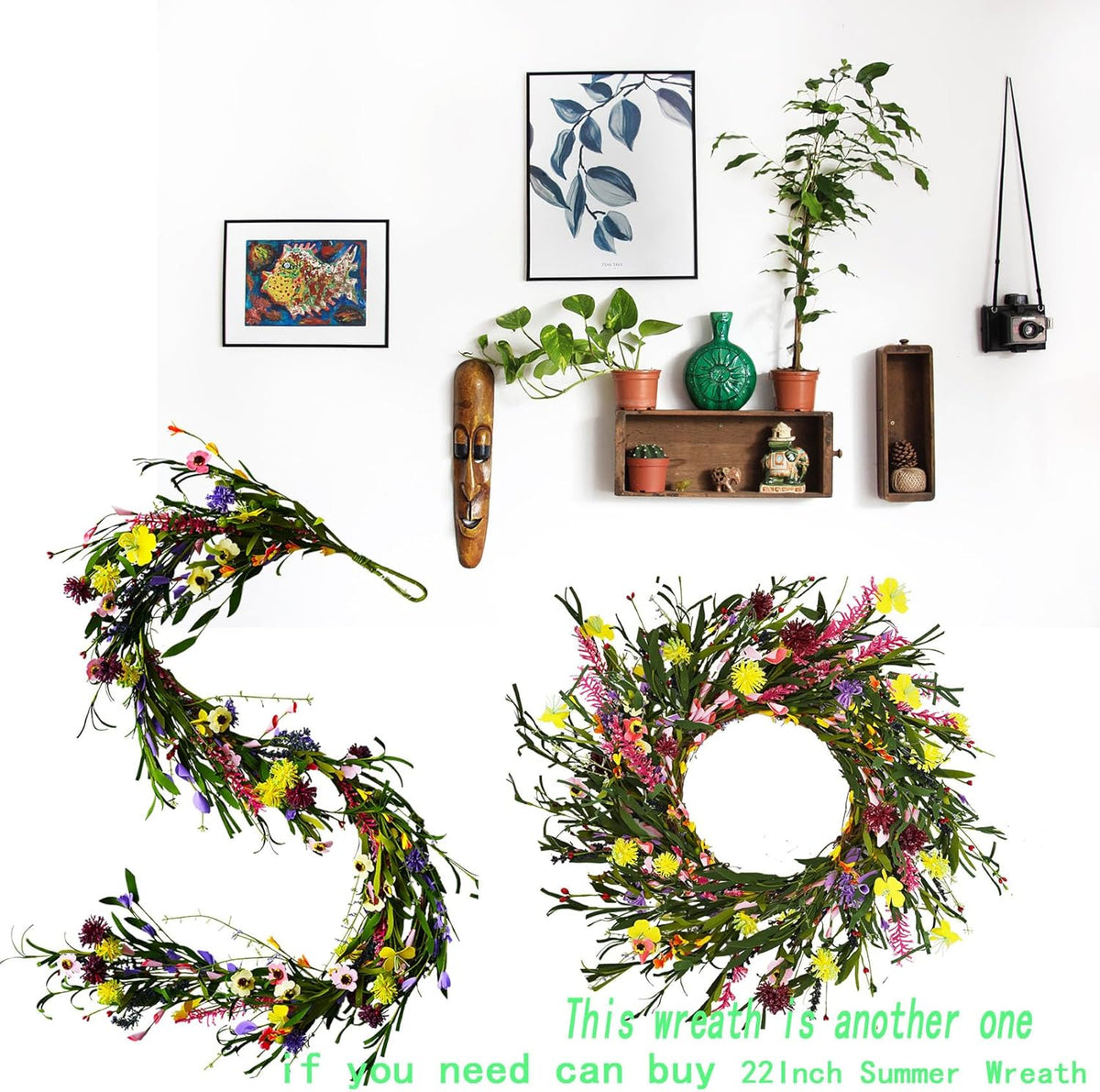 2PCS Artificial Wildflower Garland, 6FT Faux Flower Hanging Vine, Purple Flowers Ivy, Spring Summer