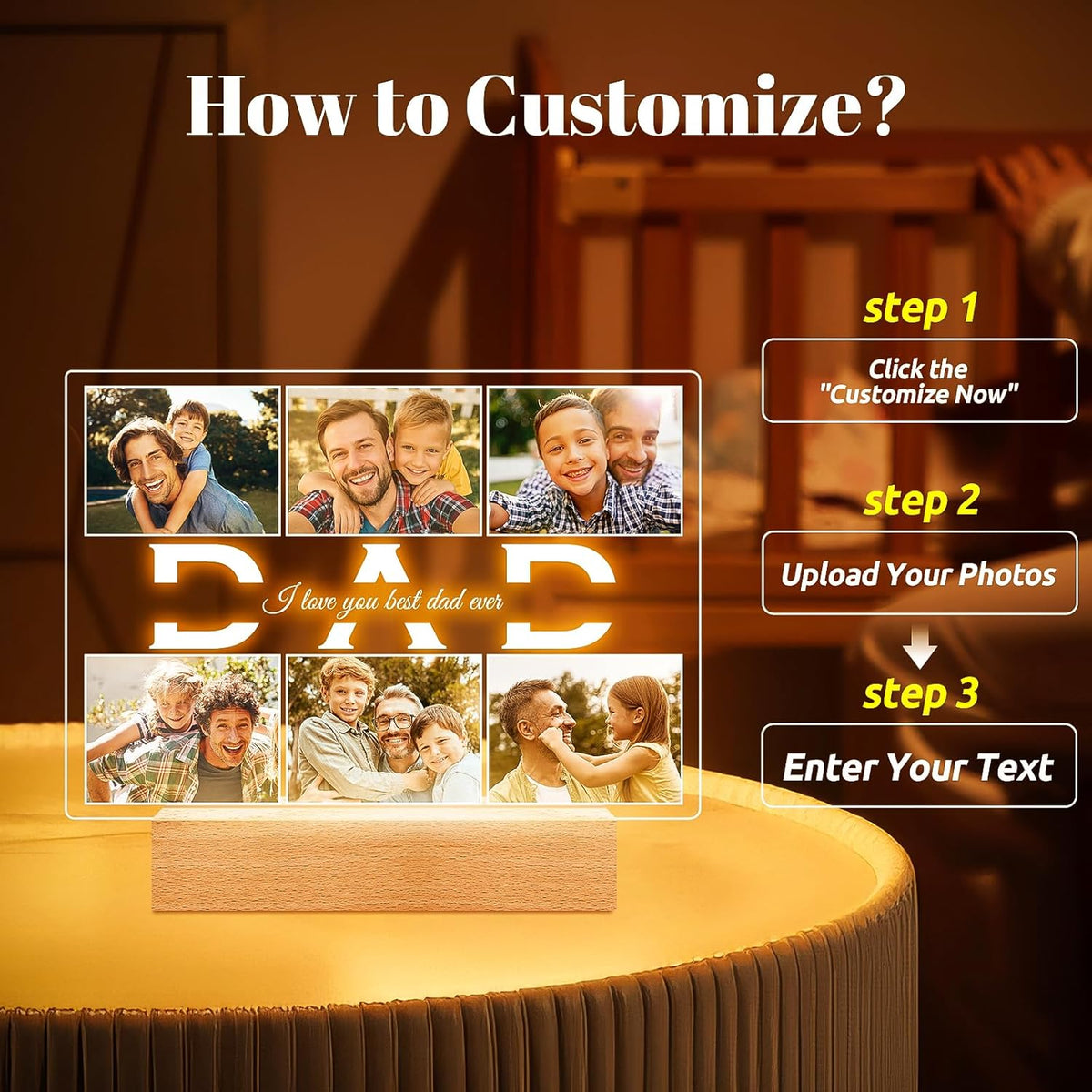 Personalized Birthday Gifts for Dad from Daughter Son, Custom Picture Frames with Photos