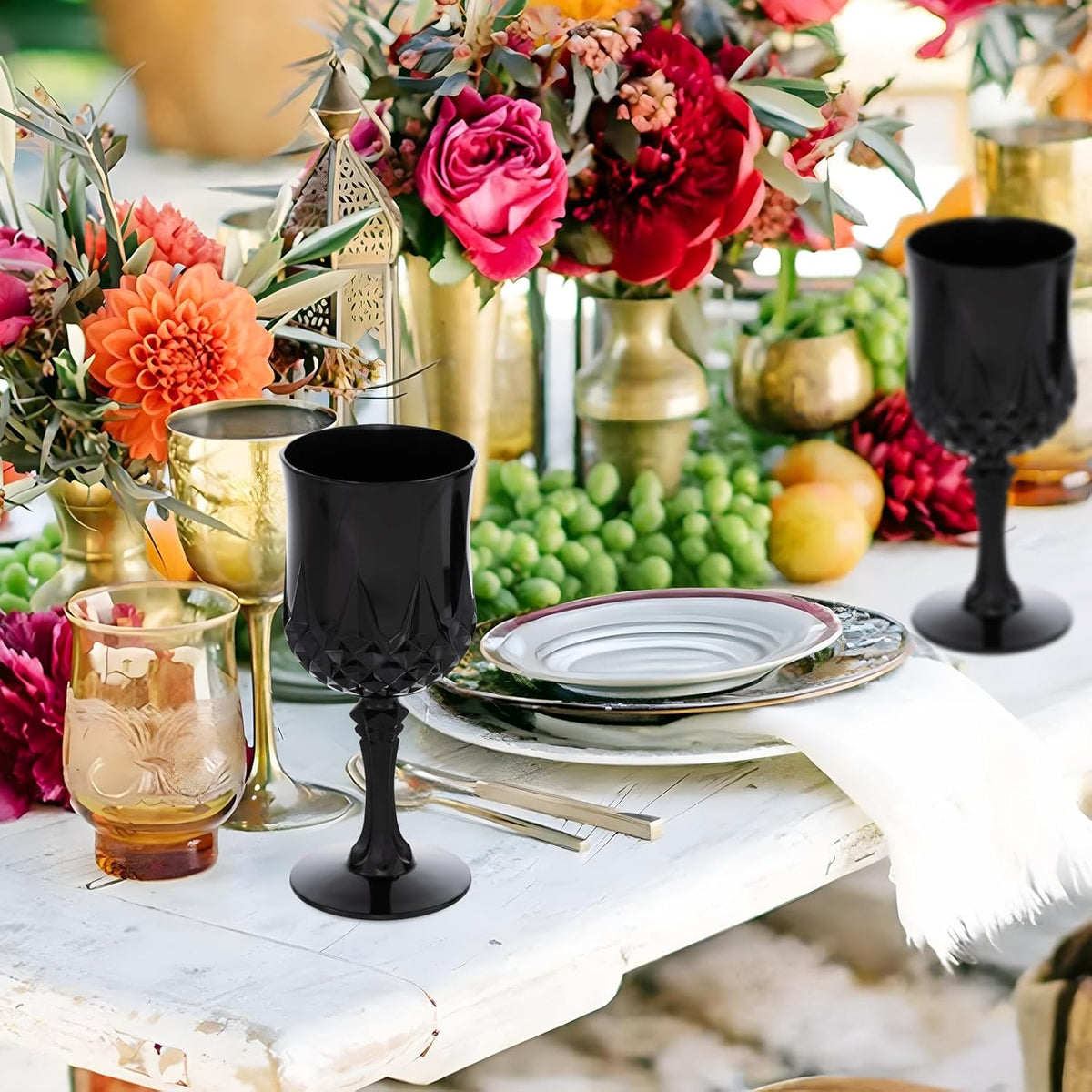 JLYLOL Plastic Vintage Wine Glasses 7OZ Plastic Goblets Vintage Drinking Glasses 48PCS Retro