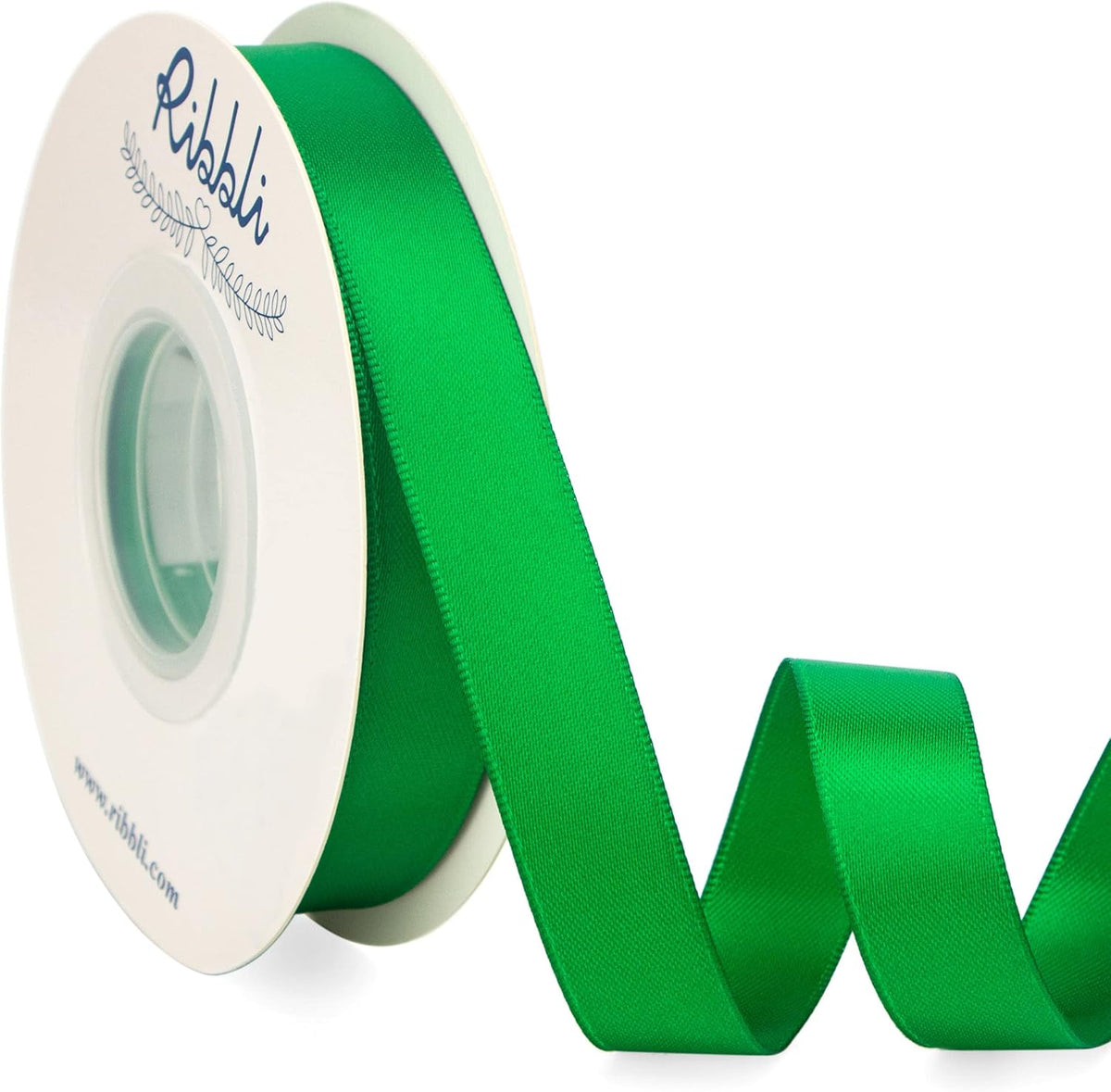 Ribbli Emerald Green Satin Ribbon 5/8 inch x Continuous 25 Yards,Double Faced Satin Use for Craft