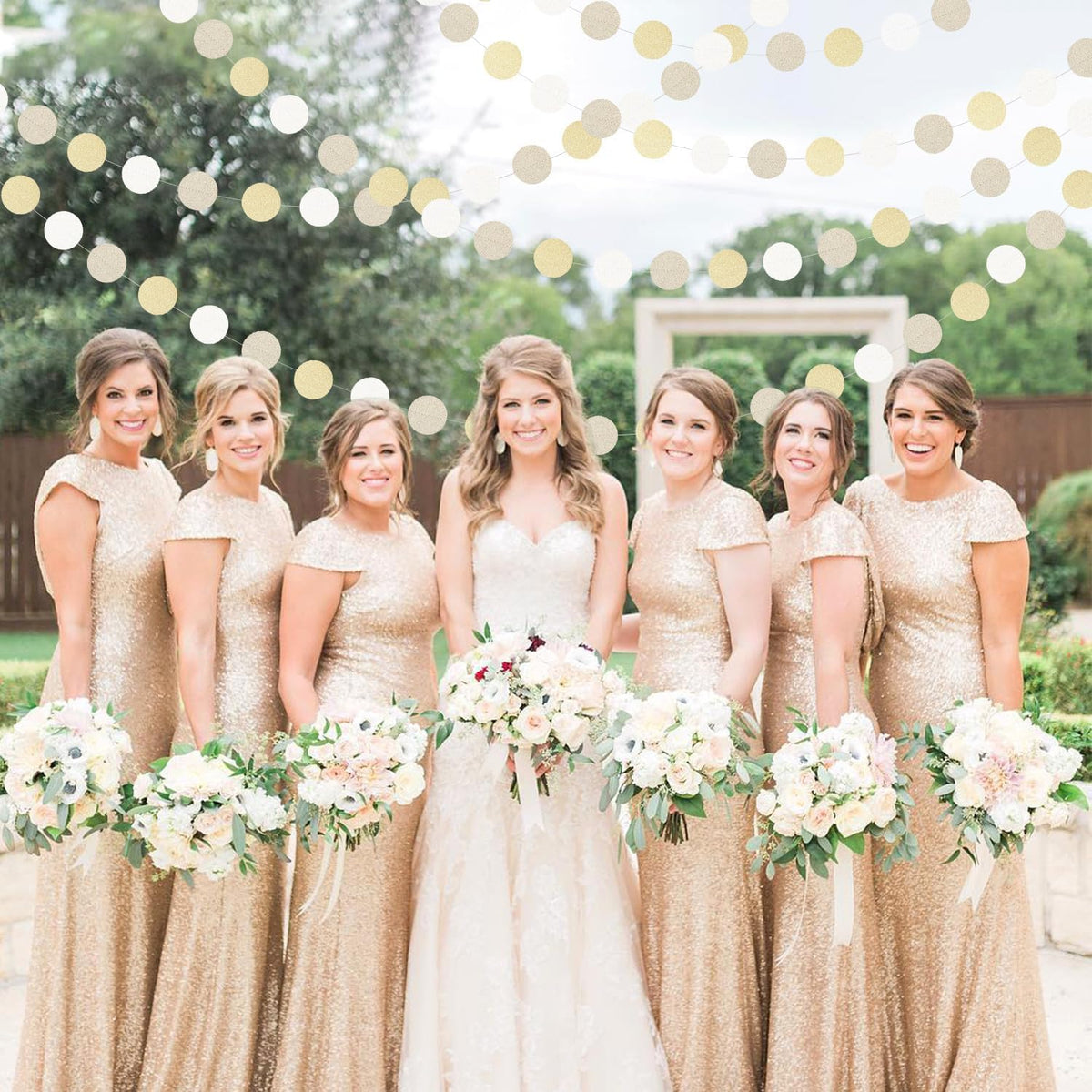 Champagne Gold White Party-Decorations Streamers - 52Ft Hanging Birthday Paper Garland