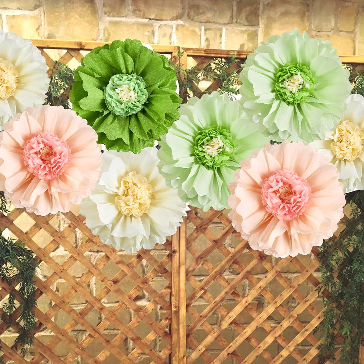 SUNBEAUTY 4 PCS 20" Sage Green Giant Paper Flowers Large Crepe Paper Tissue Flowers Artificial