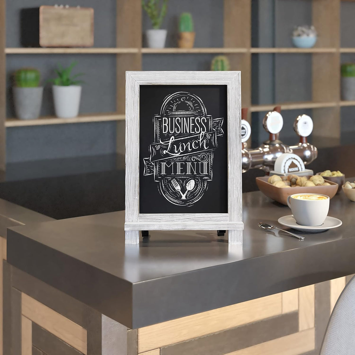 HBCY Creations Rustic Whitewash Tabletop Chalkboard Sign / Hanging Magnetic Wall Chalkboard / Small
