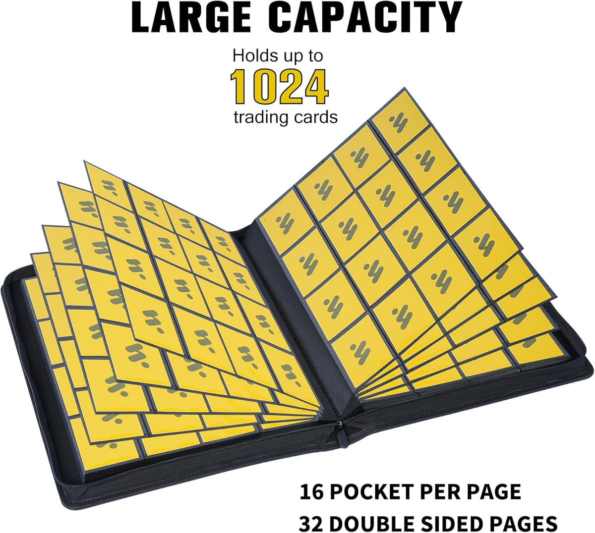 Premium 1000+ Pockets Card Binder,16 Pockets Trading Card Binder Ringless Side Loading Trading Card