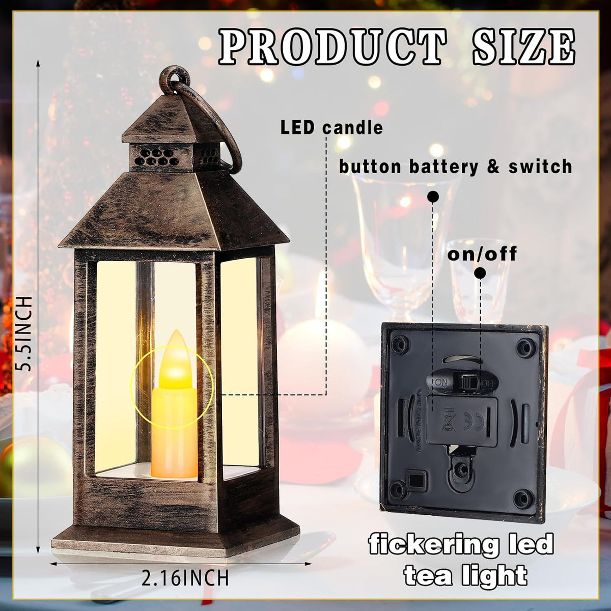 Hoolerry 24 Set Halloween Mini Lanterns with LED Candles 5.5'' Decorative Hanging Small Vintage