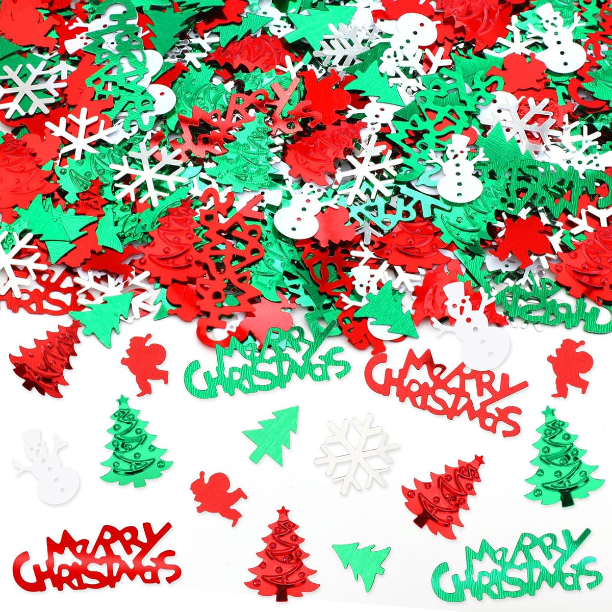 MARFOREVER Christmas Glitter Confetti Table Decorations, Red Green White Xmas Party Scatter
