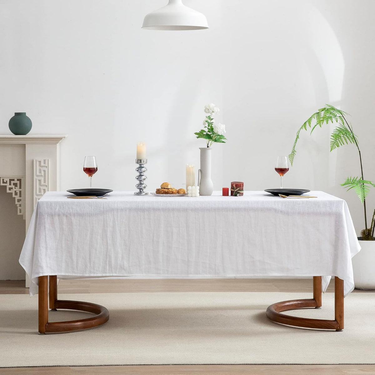 EVERLY 100% Pure Linen Rectangle Tablecloths 60x144Inches for Dining, Buffet Parties