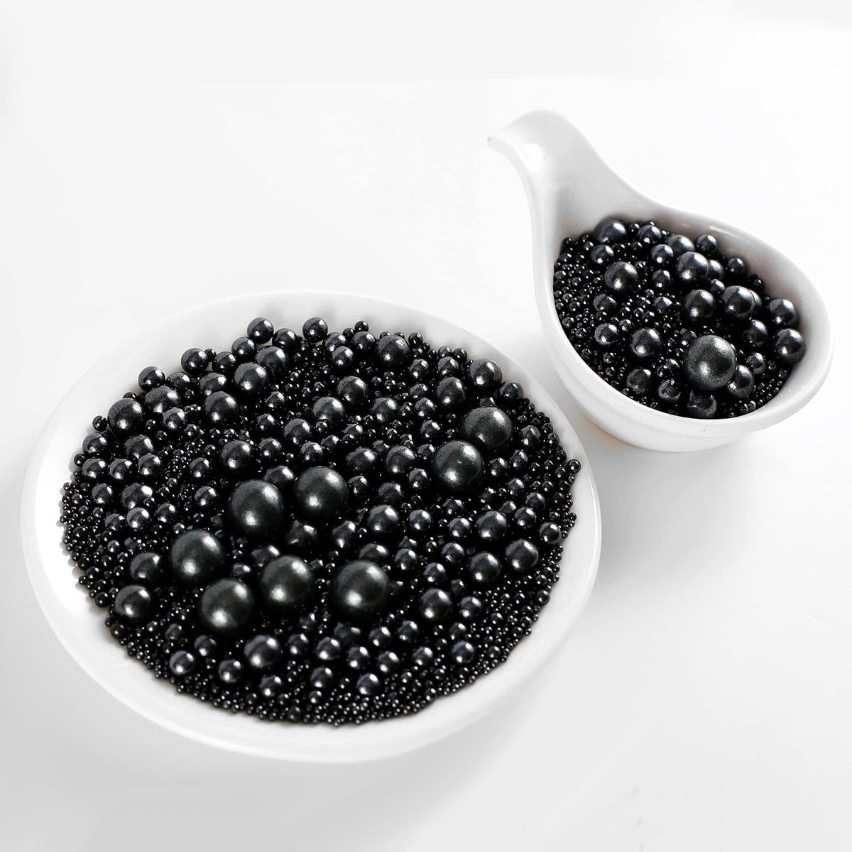 Kasvan Black Pearl Sugar Sprinkles - Edible Candy Pearls 130g/4.58 Oz, Mix Size, Baking Cake