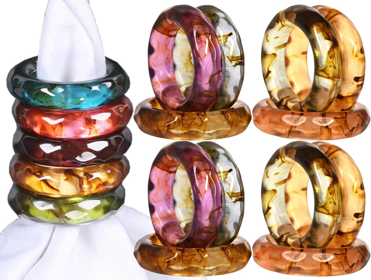 Epoxy Resin Napkin Holders for Cloth Napkins Set of 12 - Decorative Napkin Holders for Weddings