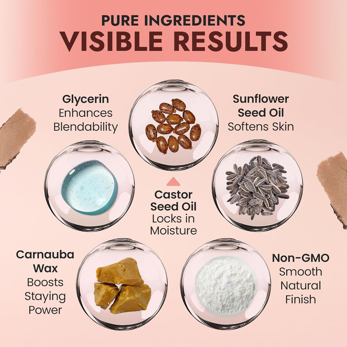 Organic Blush Tube, Amaretto - 100% Natural Vegan Cream Blush Sticks, Multi-Use Bronzer, &