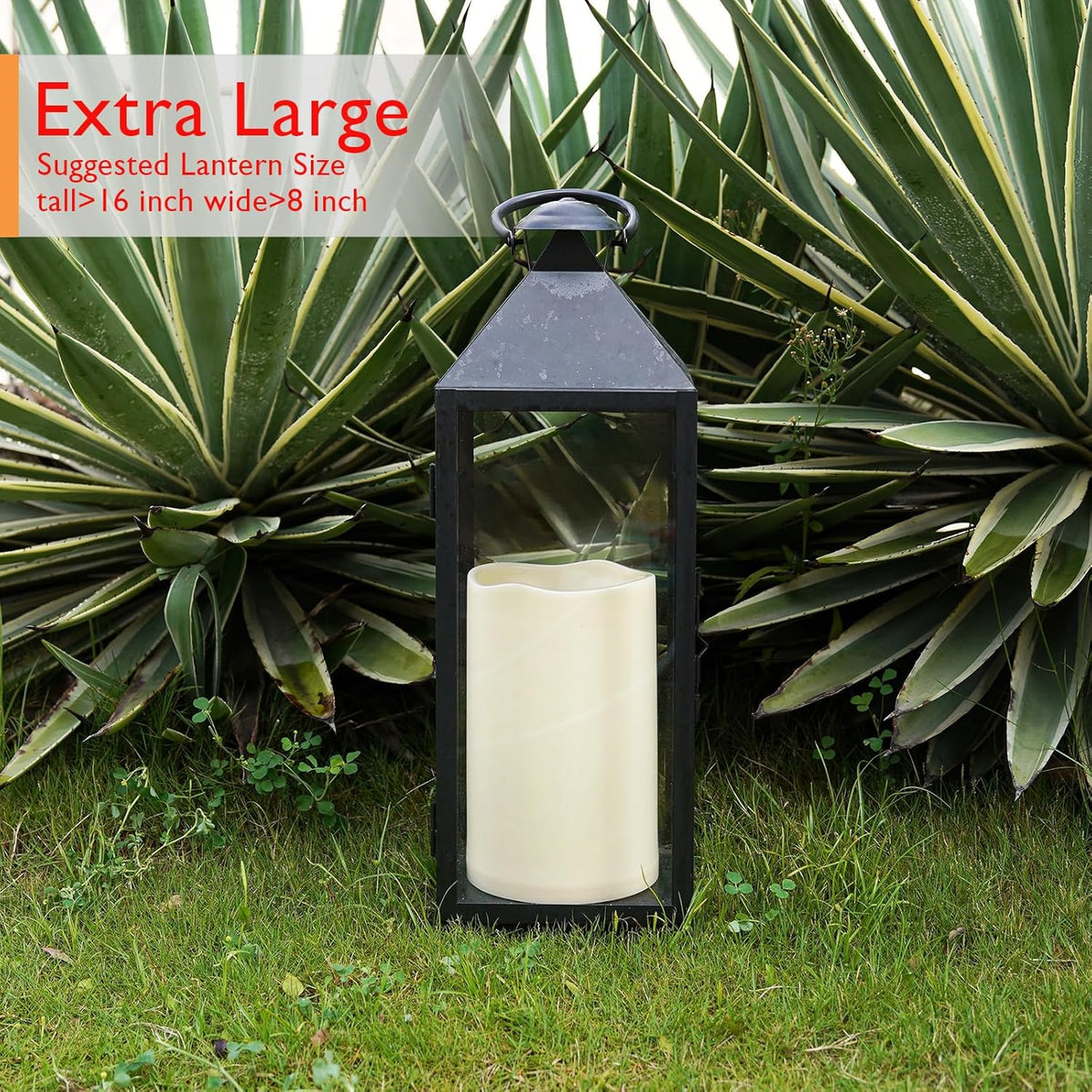 Homemory 6" x 9" Extra Large Outdoor Waterproof Candle with Auto 6-Hour Timer, No Remote, Ivory