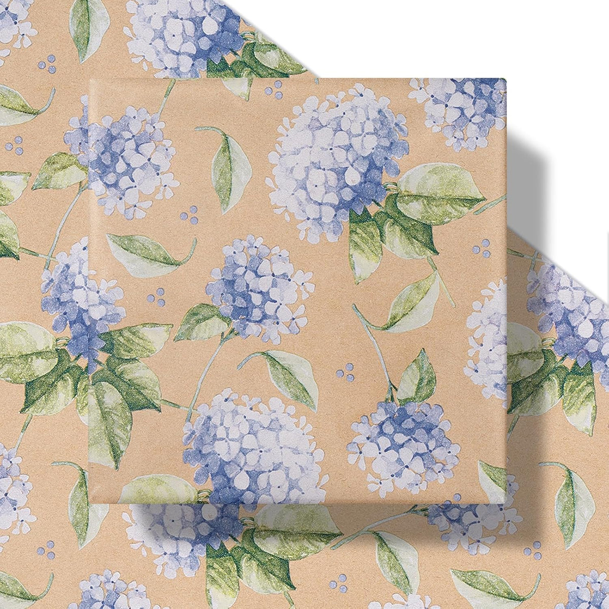 RUSPEPA 30" X 32.8' Hydrangea Wrapping Paper Large Kraft Paper Roll, Jumbo Roll, Purple Floral