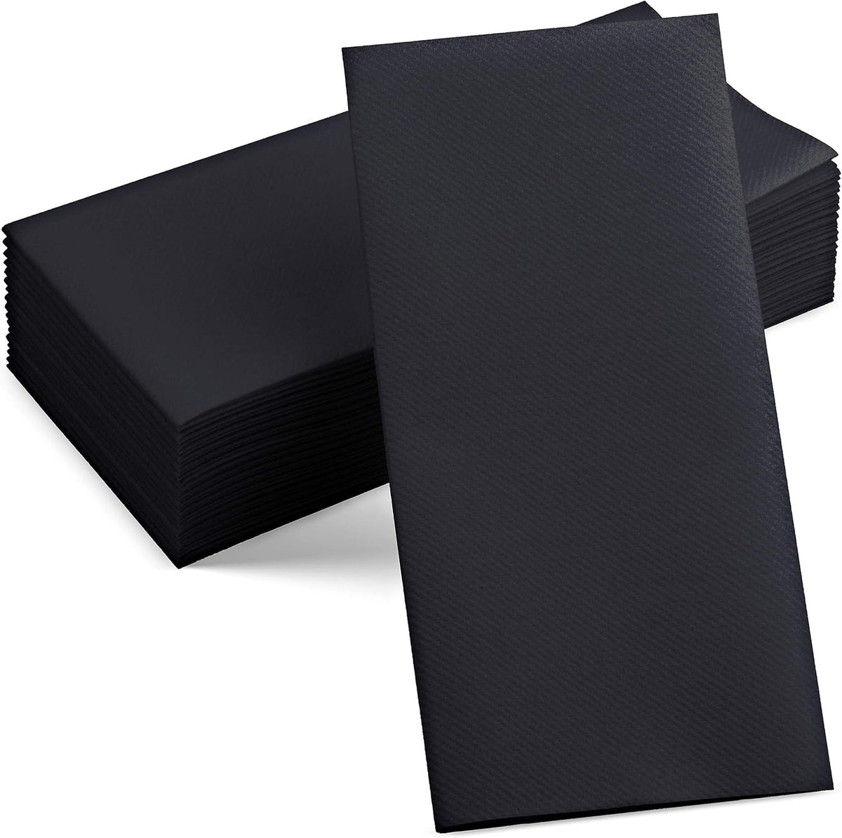 50-Pack Disposable Linen-Feel Black Napkins, 12" x 17" Cloth-Like Paper Dinner Napkins For Wedding