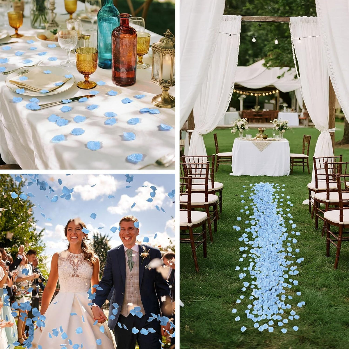 1000 Pcs Light Blue Rose Petals Artificial Silk Flower Petals Romantic Decorations for Wedding