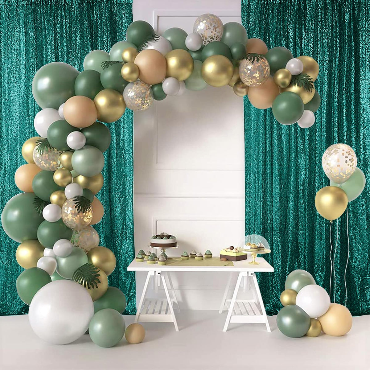 Hahuho Hunter Sequin Backdrop Curtain, 4PCS 2FTx8FT Glitter Backdrop Curtain for Parties