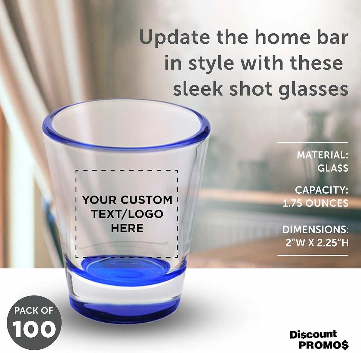 Custom Shot Glasses 1.75 oz. Set of 100, Personalized Bulk Pack - Great for Wedding Favors