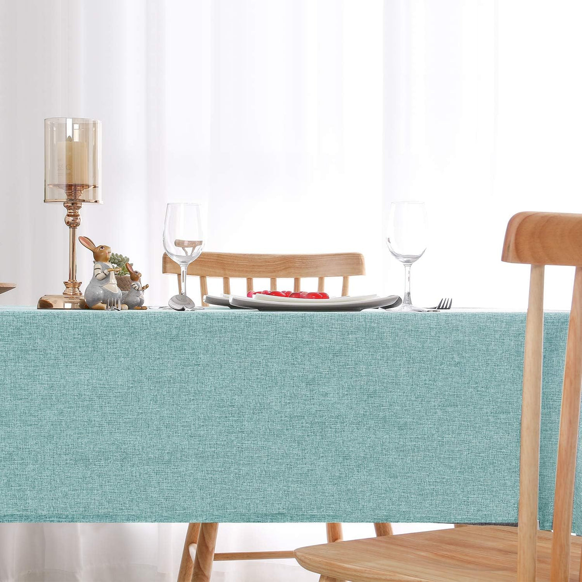 Hiasan 2 Pack Faux Linen Rectangle Tablecloth - Wrinkle and Stain Resistant Washable Table Cloth