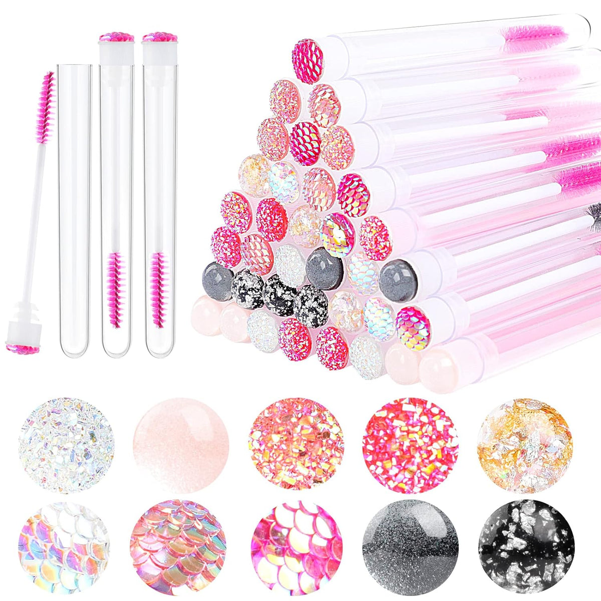 20 Pieces Eyelashes Brush Container Disposable Mascara Bruush Wand Case Lash Spoolies Tube Spoolie
