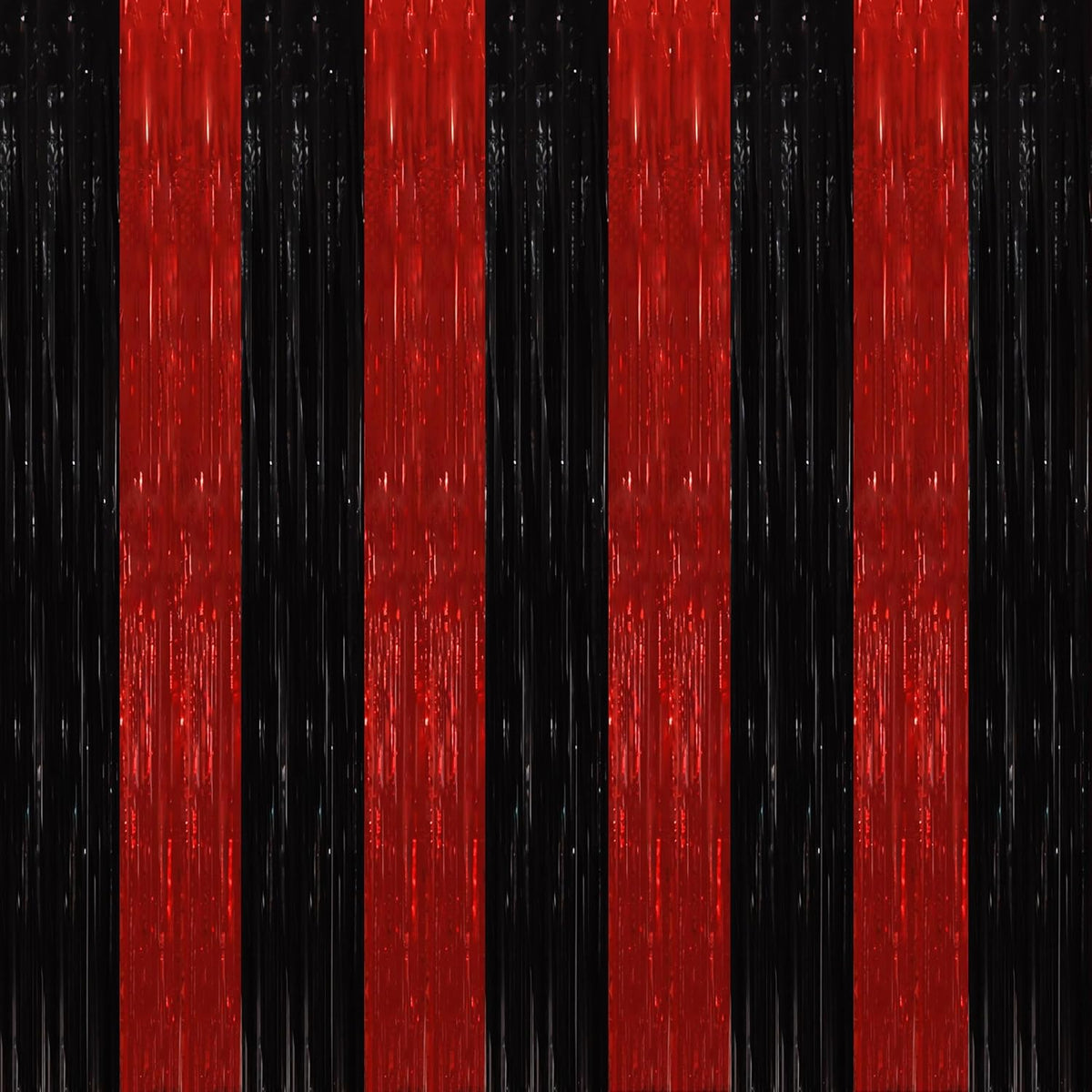 TONIFUL 2Pcs Black Red Door Streamers,Green Photo Booth Backdrop,Metallic Streamers Green Foil