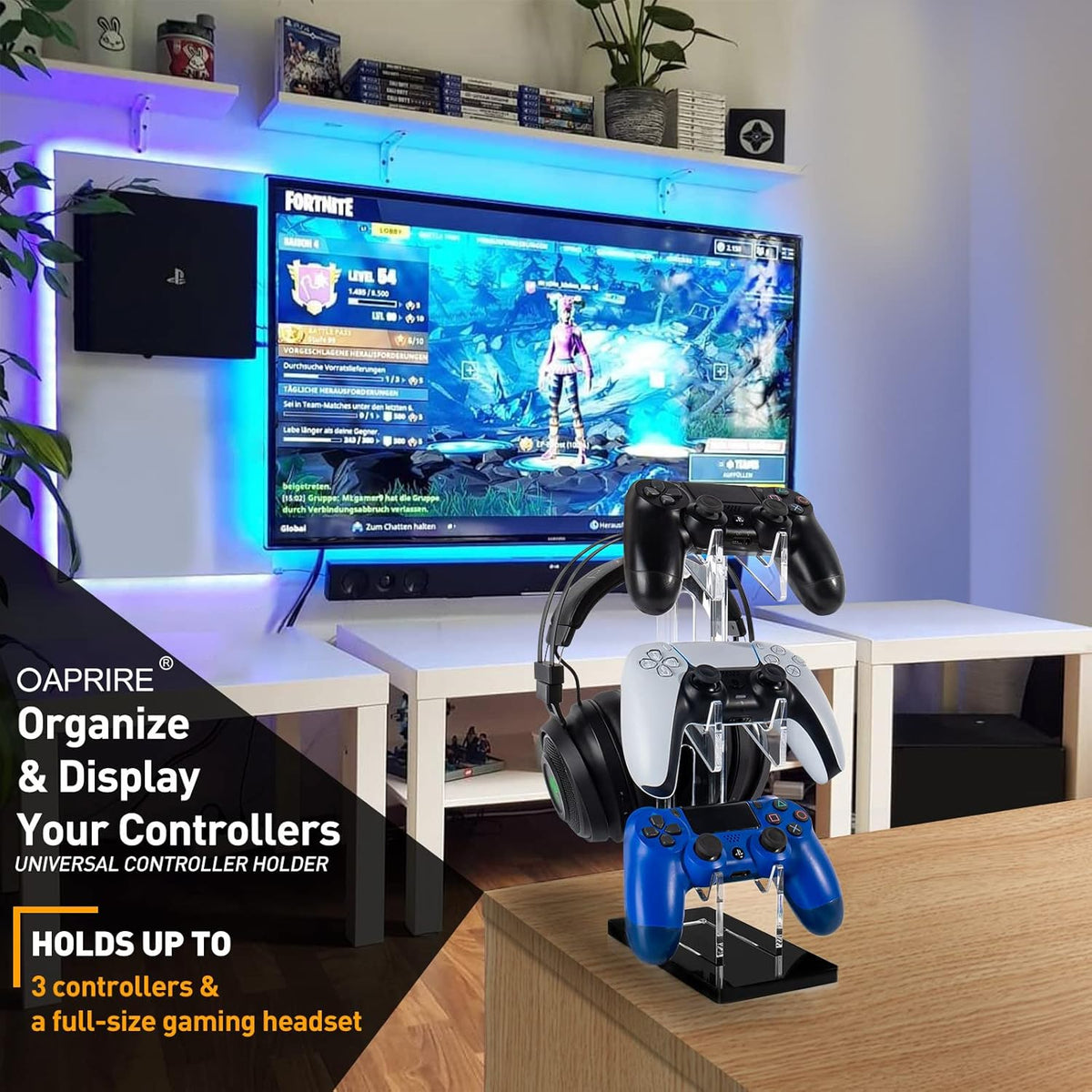 OAPRIRE Universal 3 Tier Controller Holder and Headset Stand for PS4 PS5 XBOX ONE SWITCH