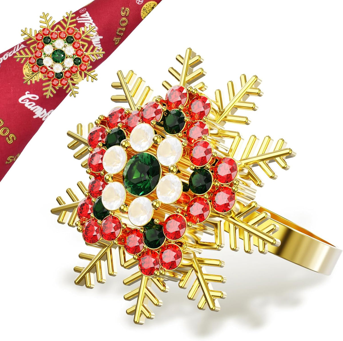 Halatool Set of 8 Christmas Napkin Rings Colorful Snowflake Napkin Holder for Christmas