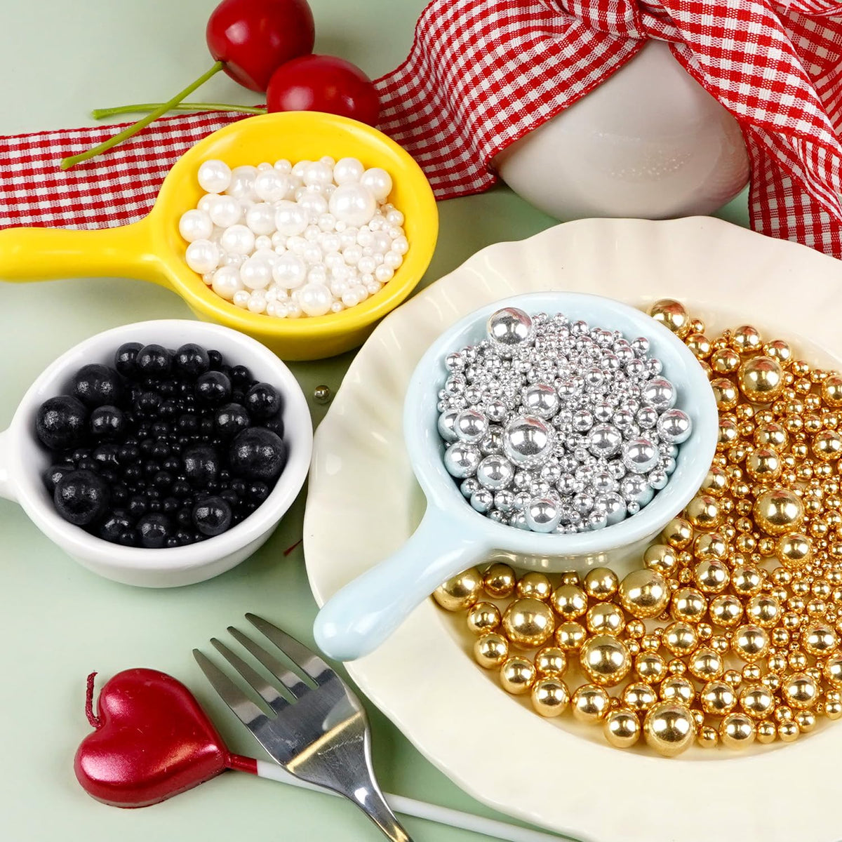 Dazzjoy Mix Pearl Sprinkles, Food Grade, Edible Pearls for Cake Decorating, 150g/5.29oz, Cake