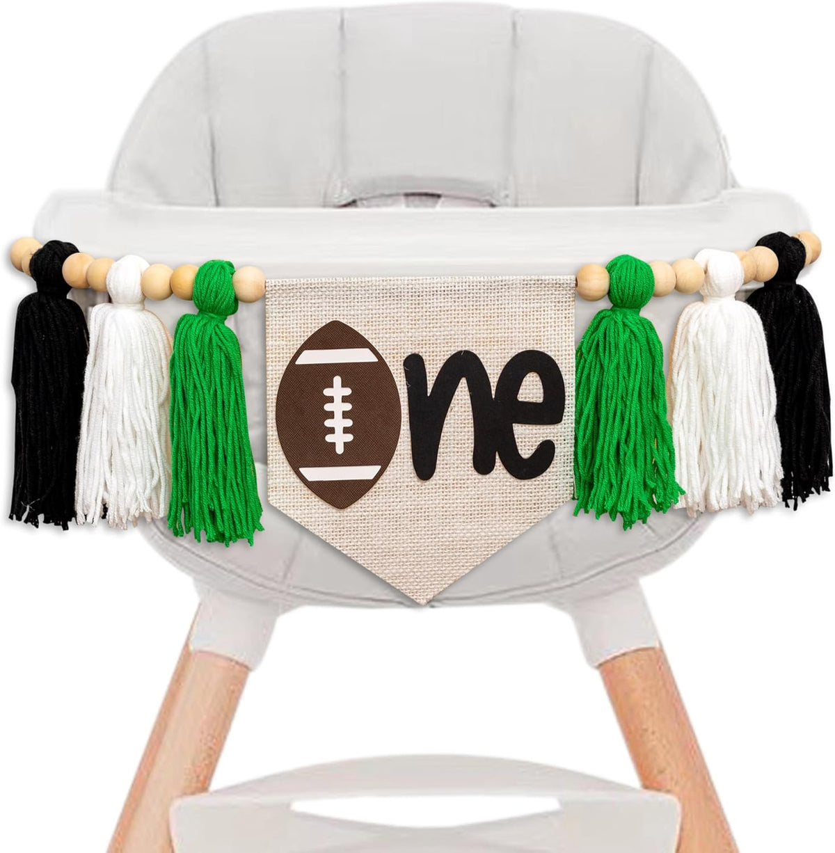 Gostman Football One High Chair Banner - Handmade Football Theme Tassel Garland Banner, First