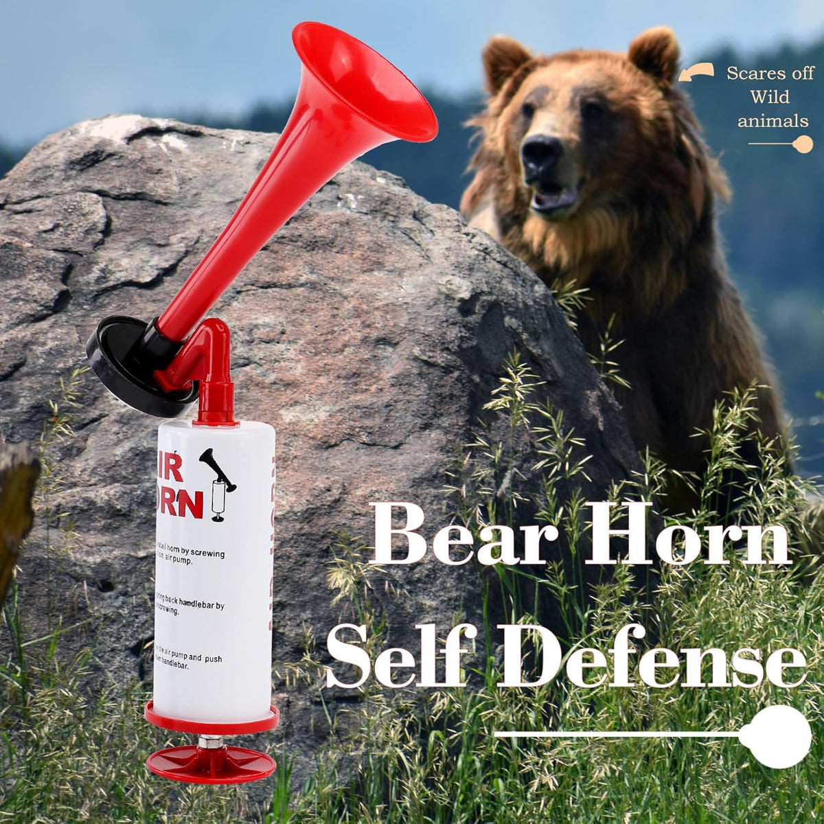 2Pcs Handheld Air Horn, Aluminum Portable Handheld Air Pump Horn, Loud Noise Maker Safety Horn for