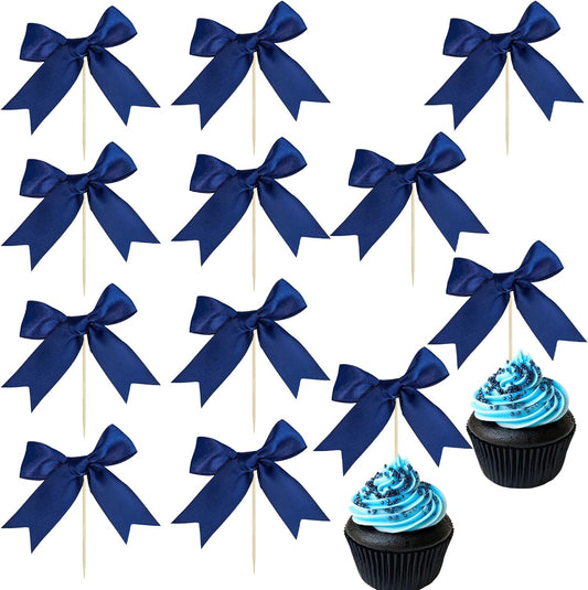 Ephlyn 24Pcs Bow Cupcake Toppers Bowknot Cake Toppers Bow Cupcake Picks Bowknot Birthday Party