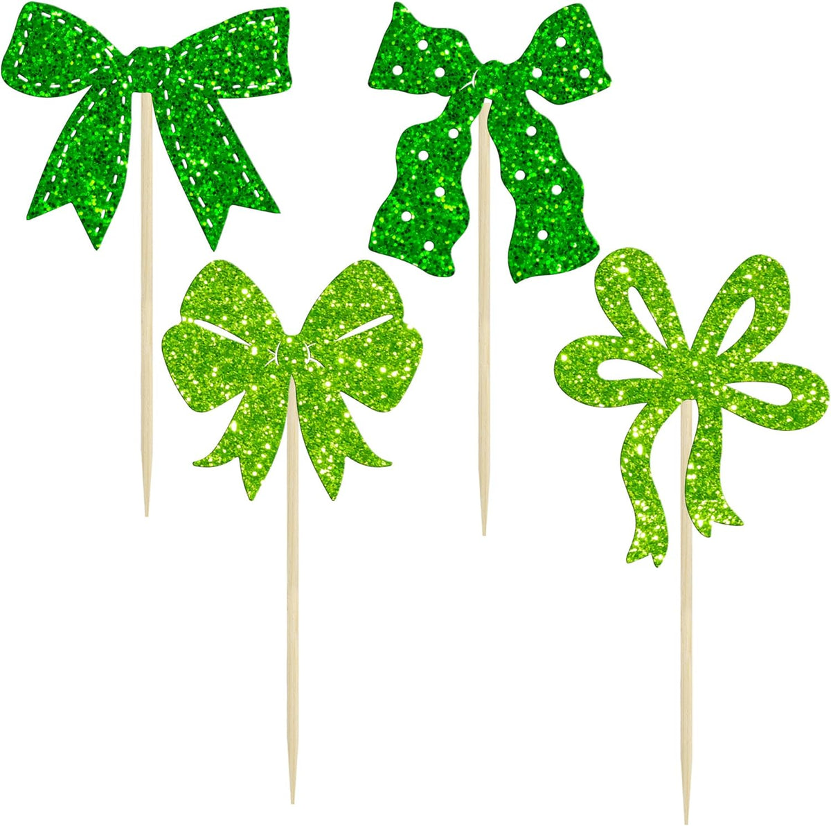 Ephlyn 24Pcs Bow Cupcake Toppers Bow Birthday Cake Topper Girls Birthday Party Decorations Bowknot