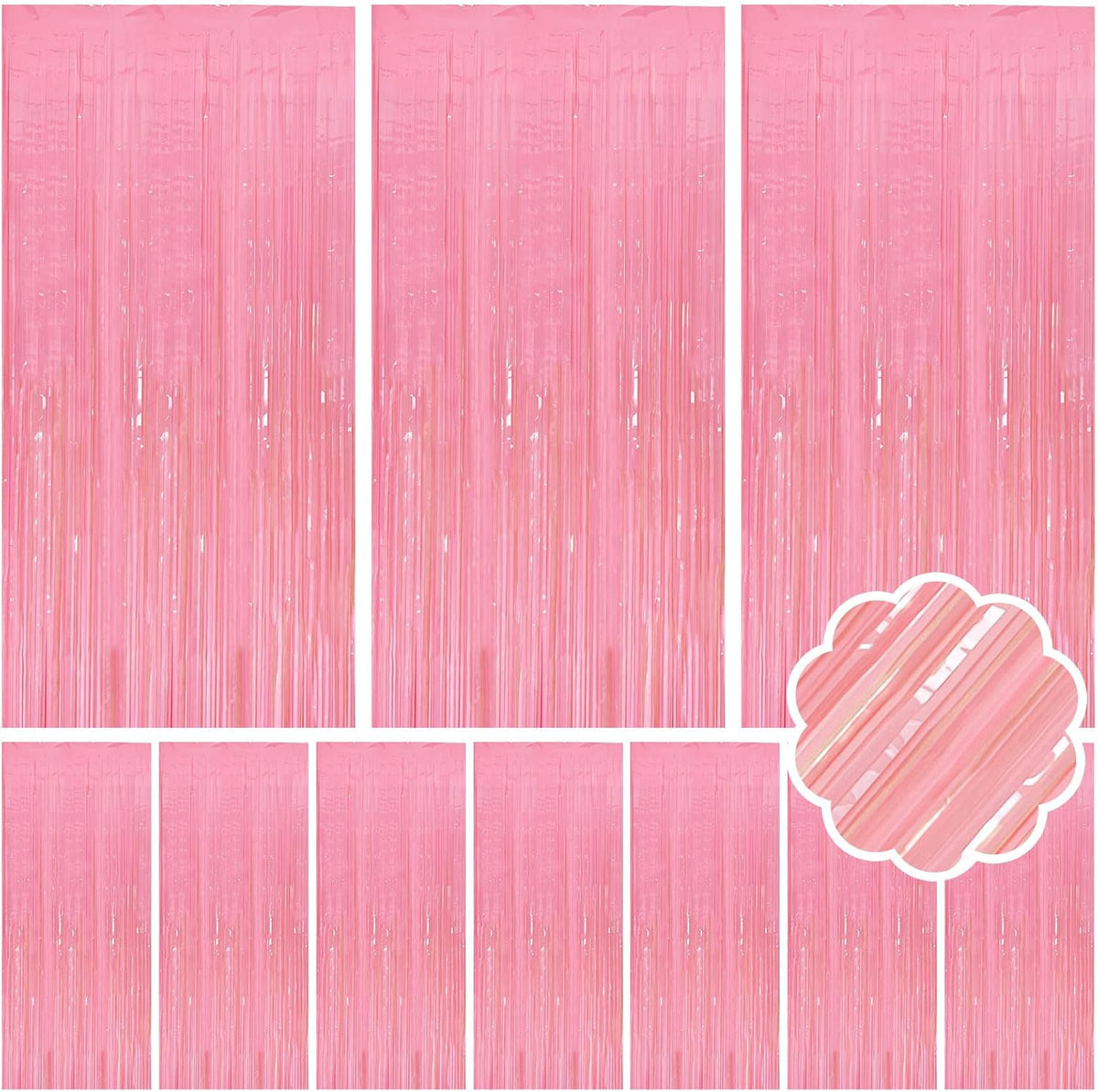 10 Pack Pastel Pink Streamers Party Decorations Party Backdrop Foil Fringe Tinsel Curtain Halloween
