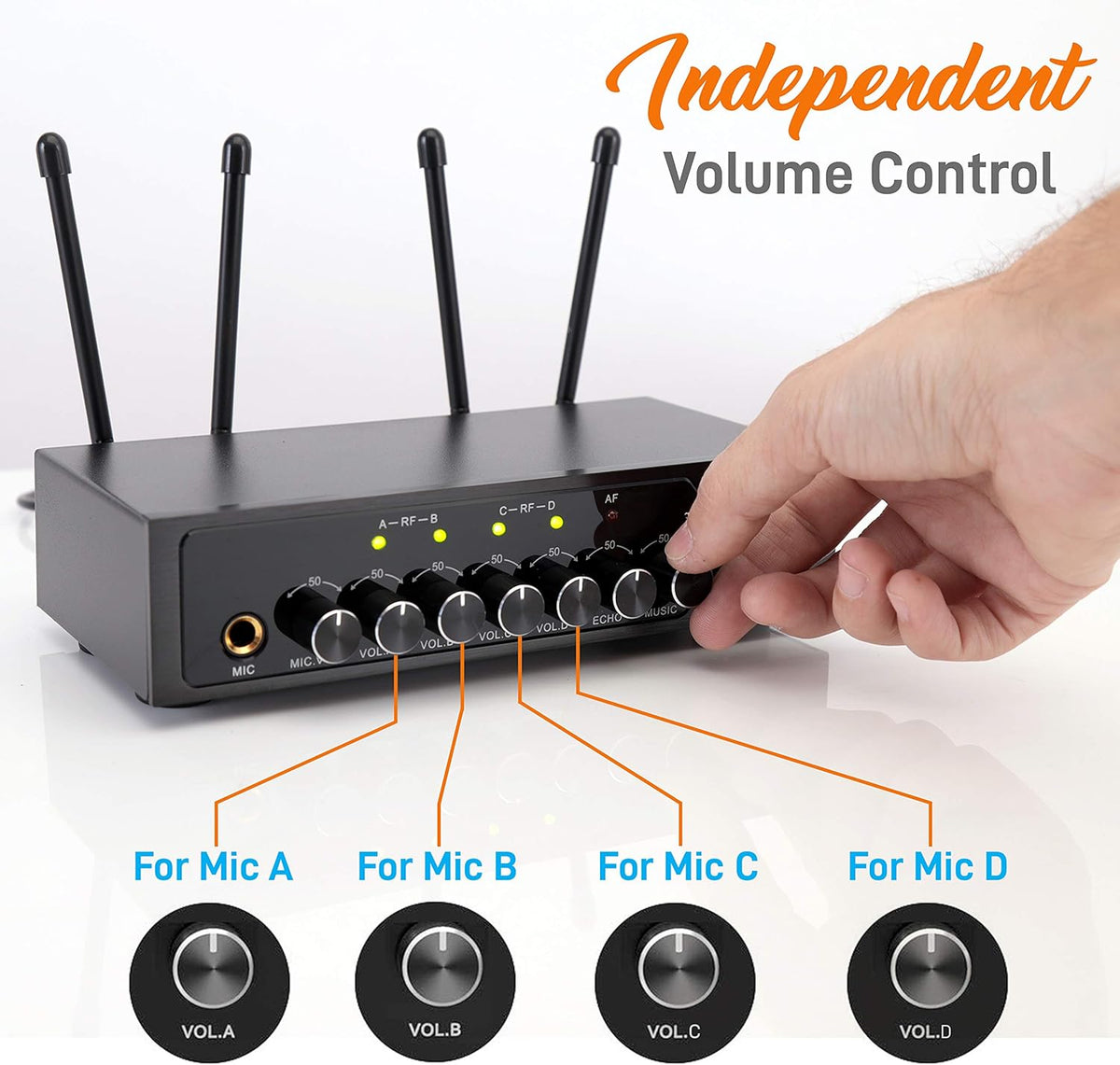 Pyle Wireless Microphones, Professional UHF Dual Microphones for Karaoke, Wireless Dynamic